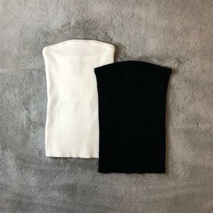 Forever 21 Black and White Ribbed Tube Tops - 2 Pack
